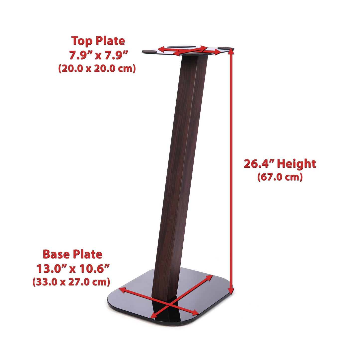 EXIMUS One Pair Fixed Height Universal Speaker Floor Stands - Espresso - 610 Series