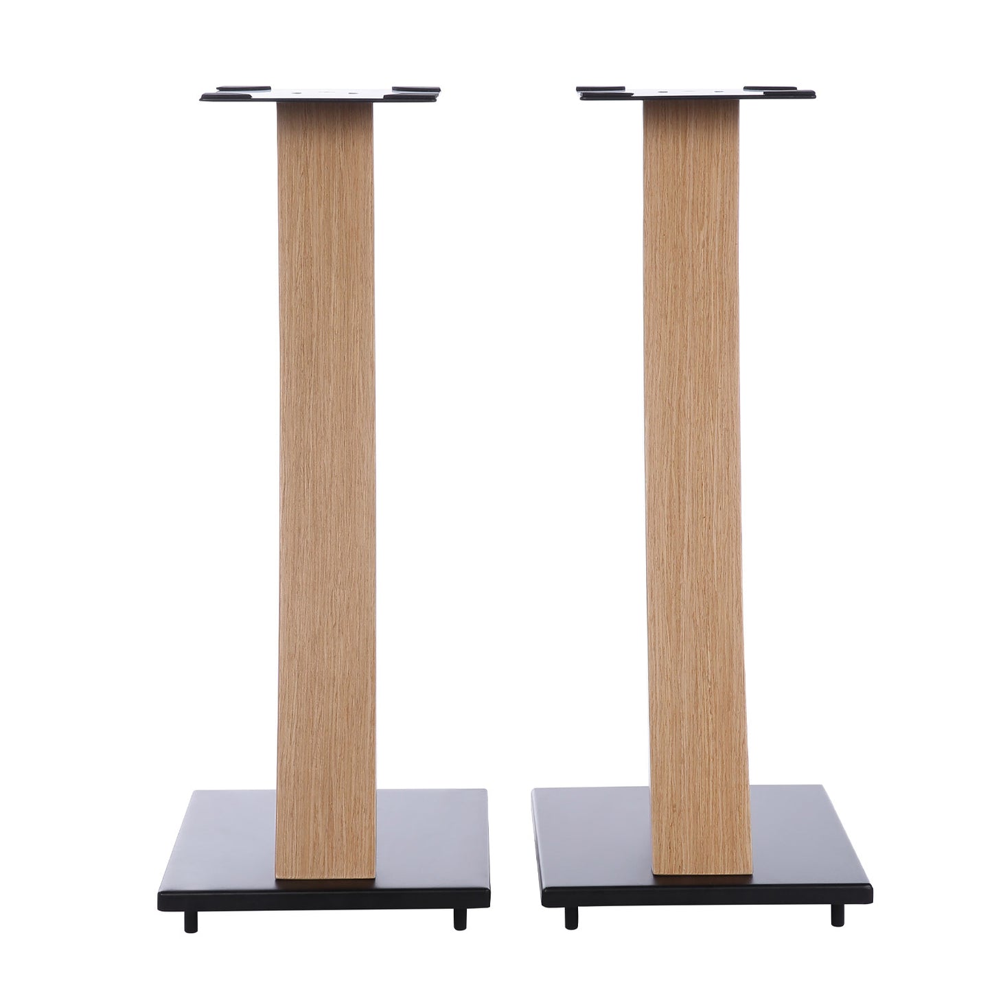 EXIMUS One Pair Fixed Height Universal Speaker Floor Stands with Real Wood - Oak - 290 Series