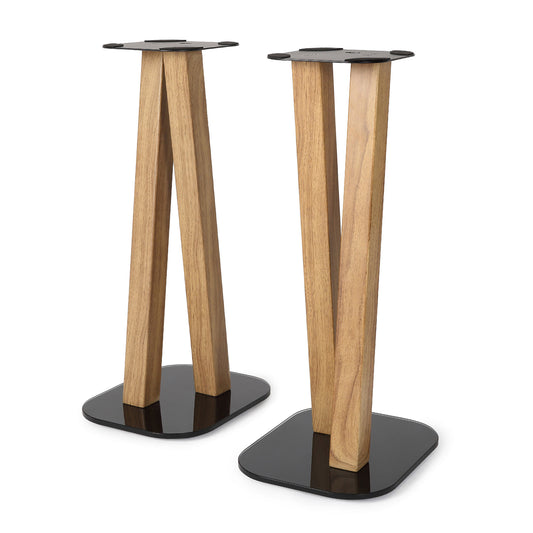 EXIMUS One Pair Fixed Height Universal Speaker Floor Stands - Oak - 600 Series