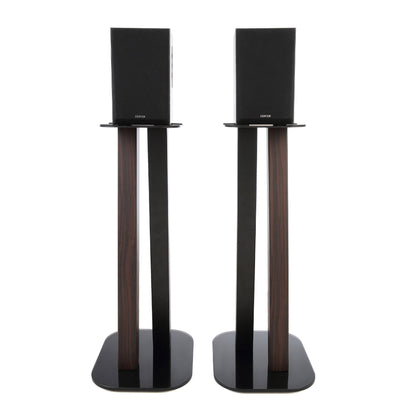 EXIMUS One Pair Fixed Height Universal Speaker Floor Stands - Espresso Black (600 Series)