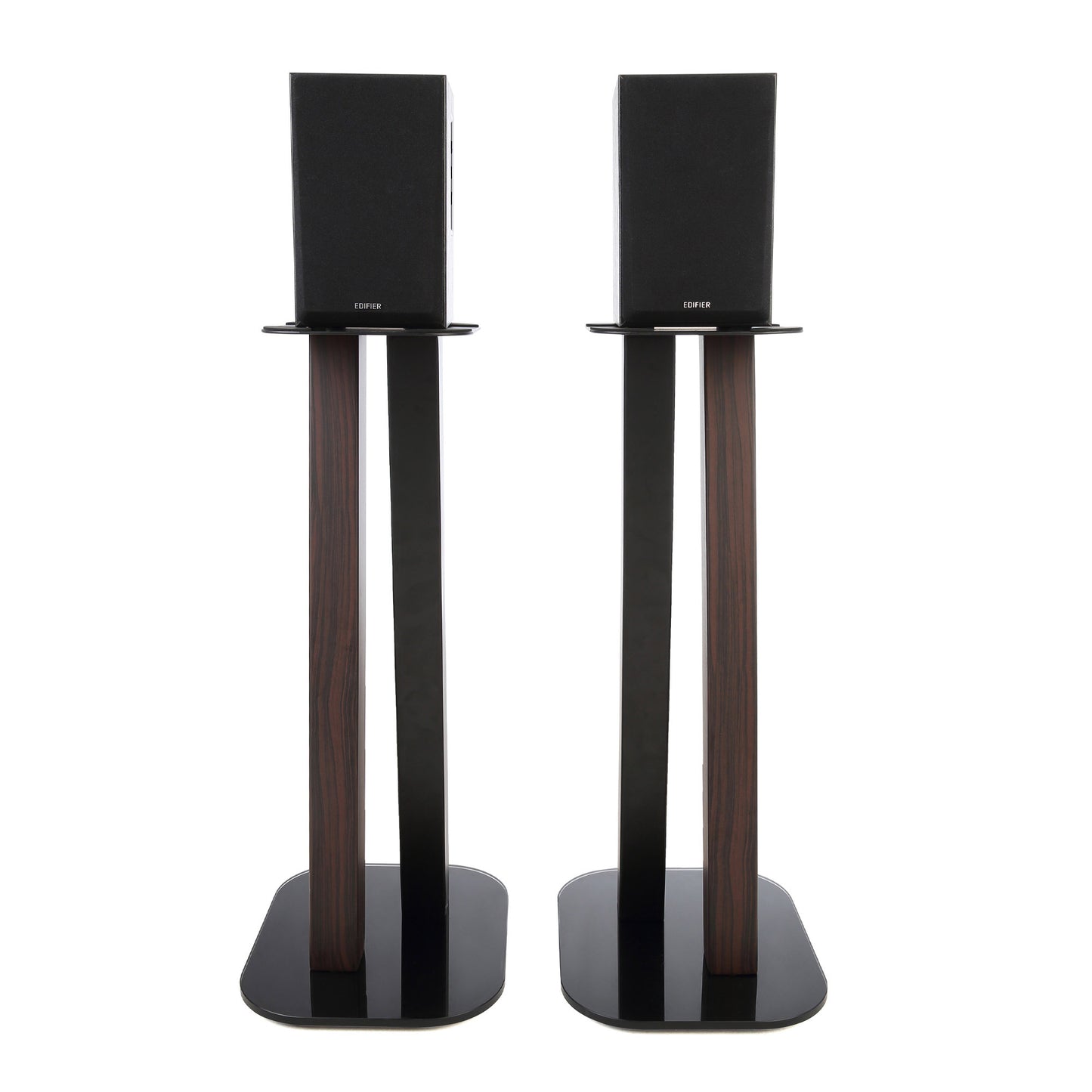 EXIMUS One Pair Fixed Height Universal Speaker Floor Stands - Espresso Black - 600 Series