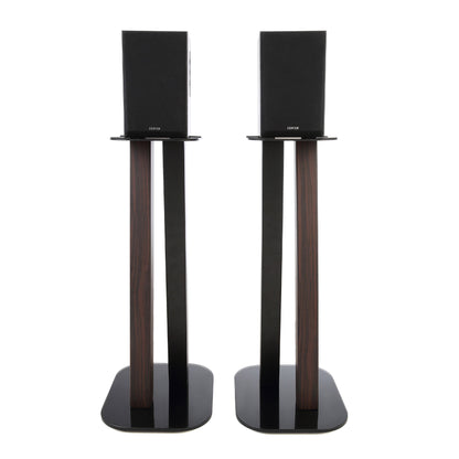 EXIMUS One Pair Fixed Height Universal Speaker Floor Stands - Espresso Black - 600 Series