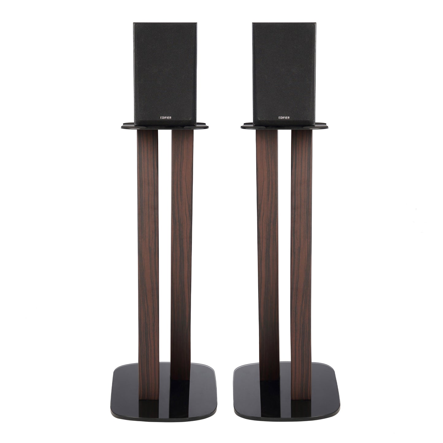EXIMUS One Pair Fixed Height Universal Speaker Floor Stands - Espresso - 600 Series