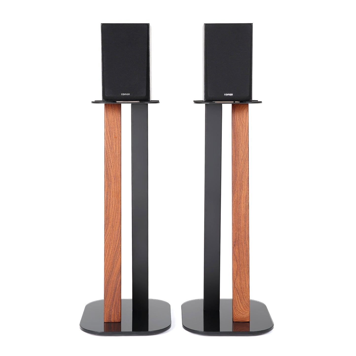 EXIMUS One Pair Fixed Height Universal Speaker Floor Stands - Cedar Black - 600 Series