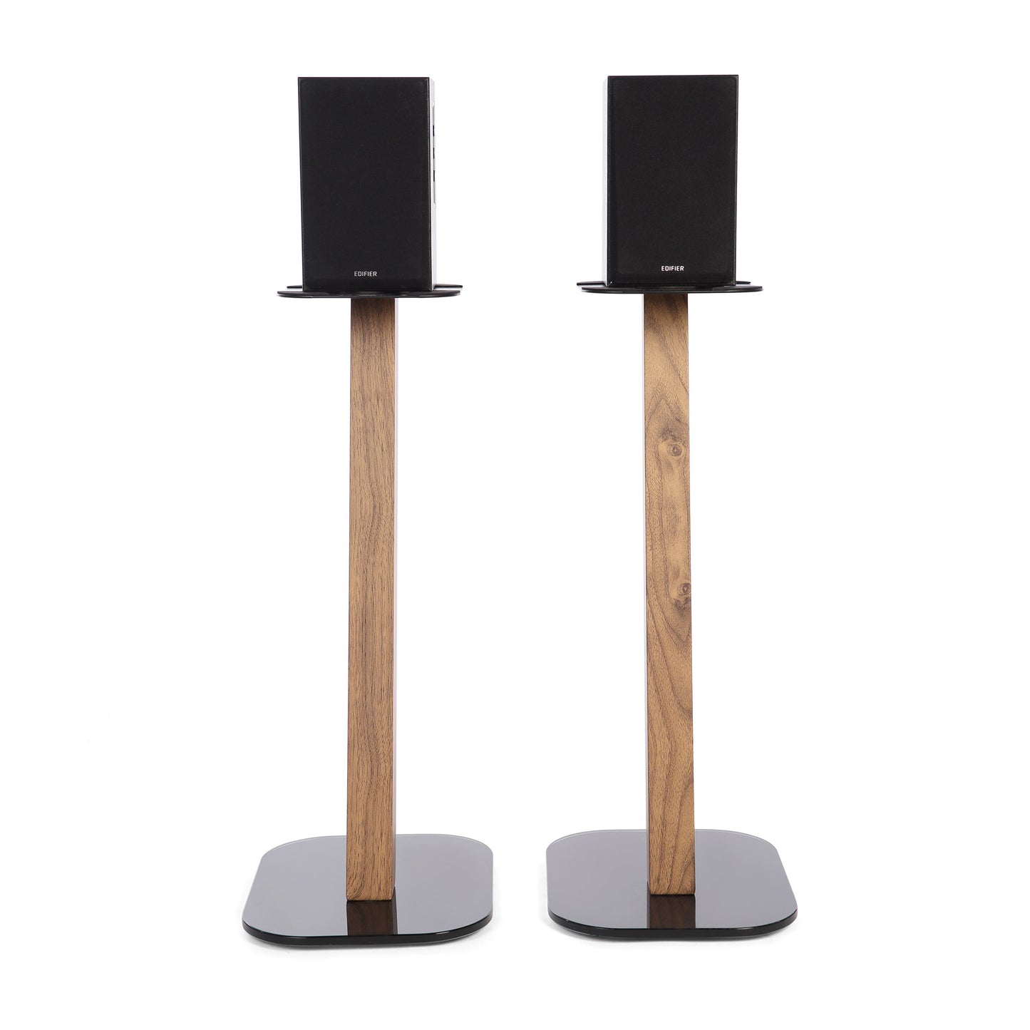 EXIMUS One Pair Fixed Height Universal Speaker Floor Stands - Oak - 610 Series