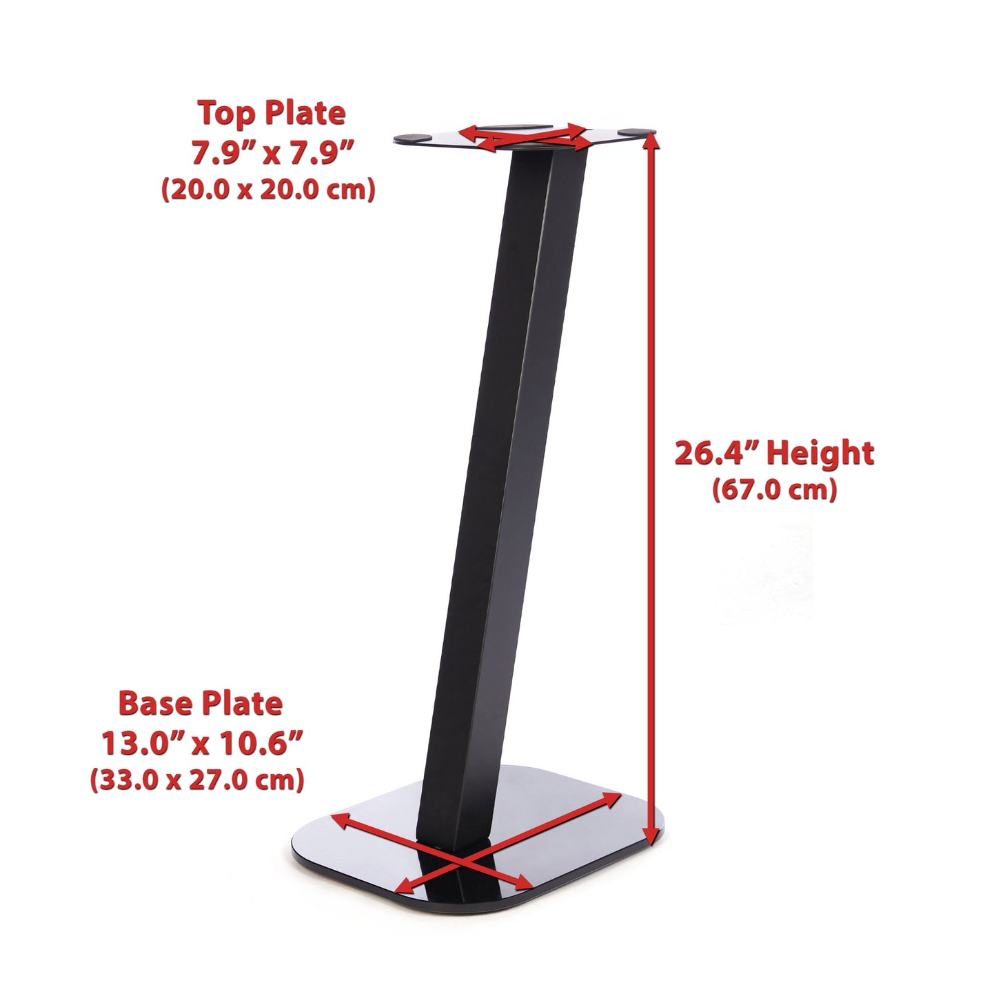EXIMUS One Pair Fixed Height Universal Speaker Floor Stands - Black - 610 Series