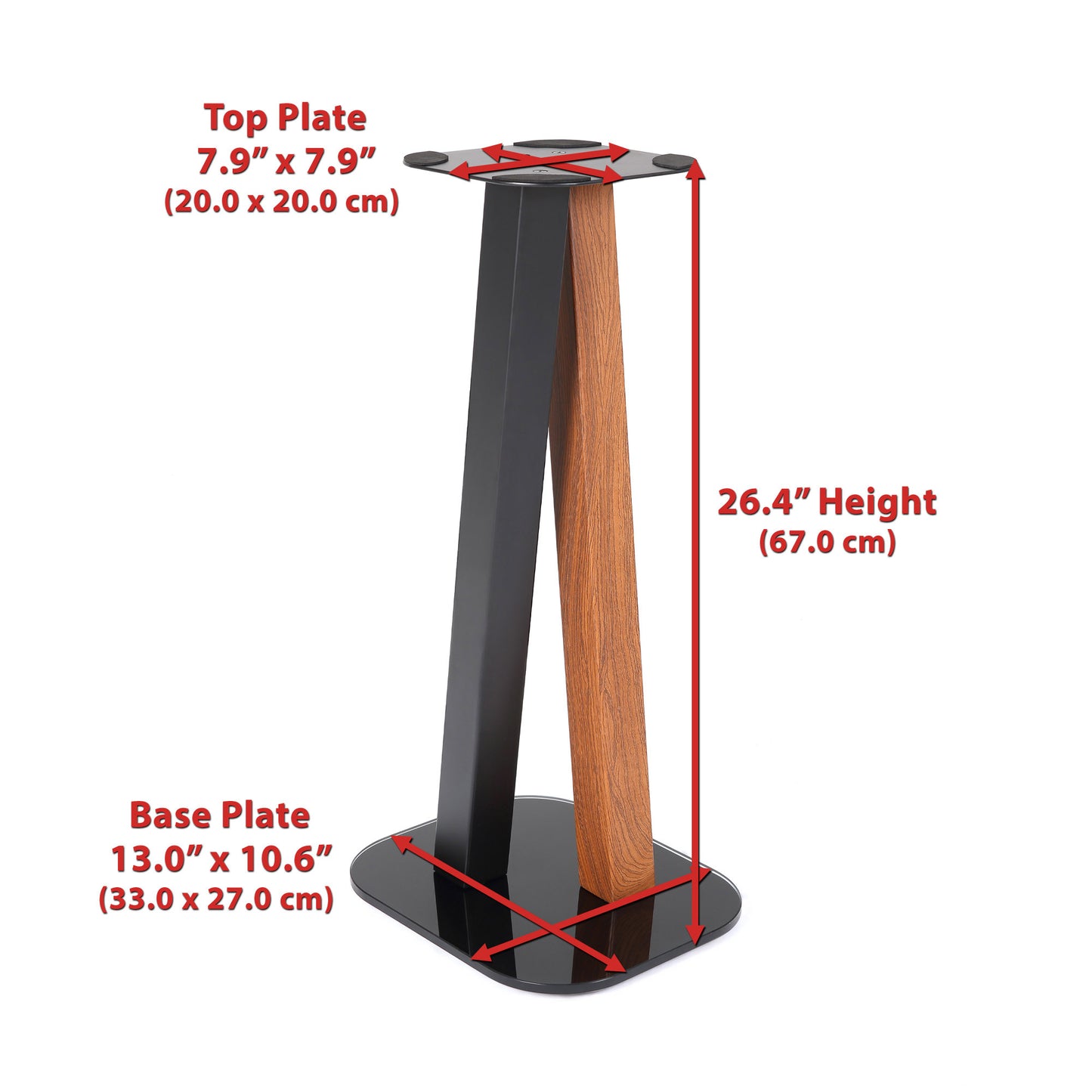 EXIMUS One Pair Fixed Height Universal Speaker Floor Stands - Cedar Black - 600 Series