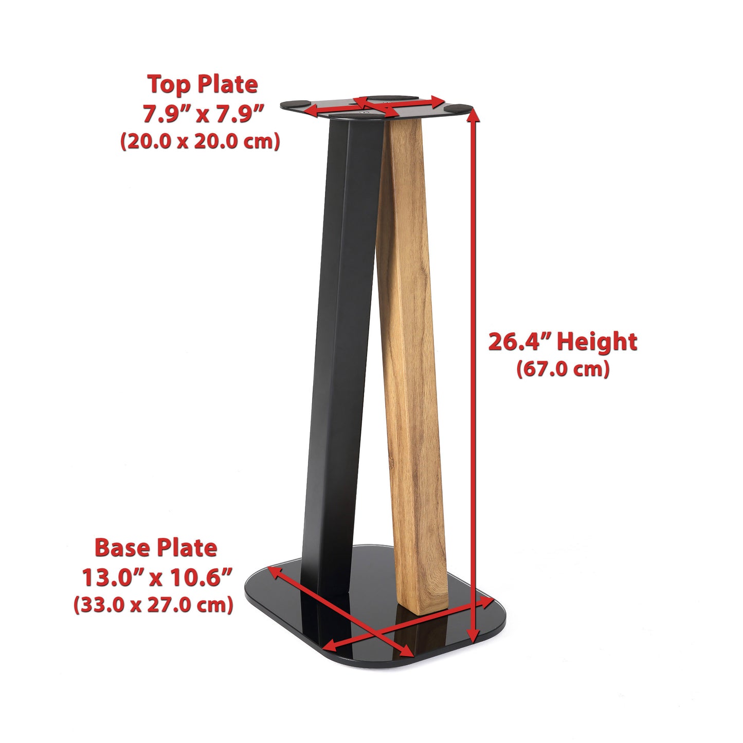 EXIMUS One Pair Fixed Height Universal Speaker Floor Stands - Oak Black - 600 Series
