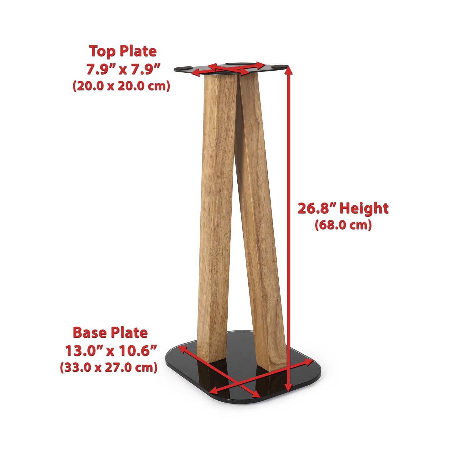 EXIMUS One Pair Fixed Height Universal Speaker Floor Stands - Walnut (600 Series)