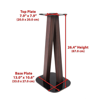EXIMUS One Pair Fixed Height Universal Speaker Floor Stands - Espresso - 600 Series