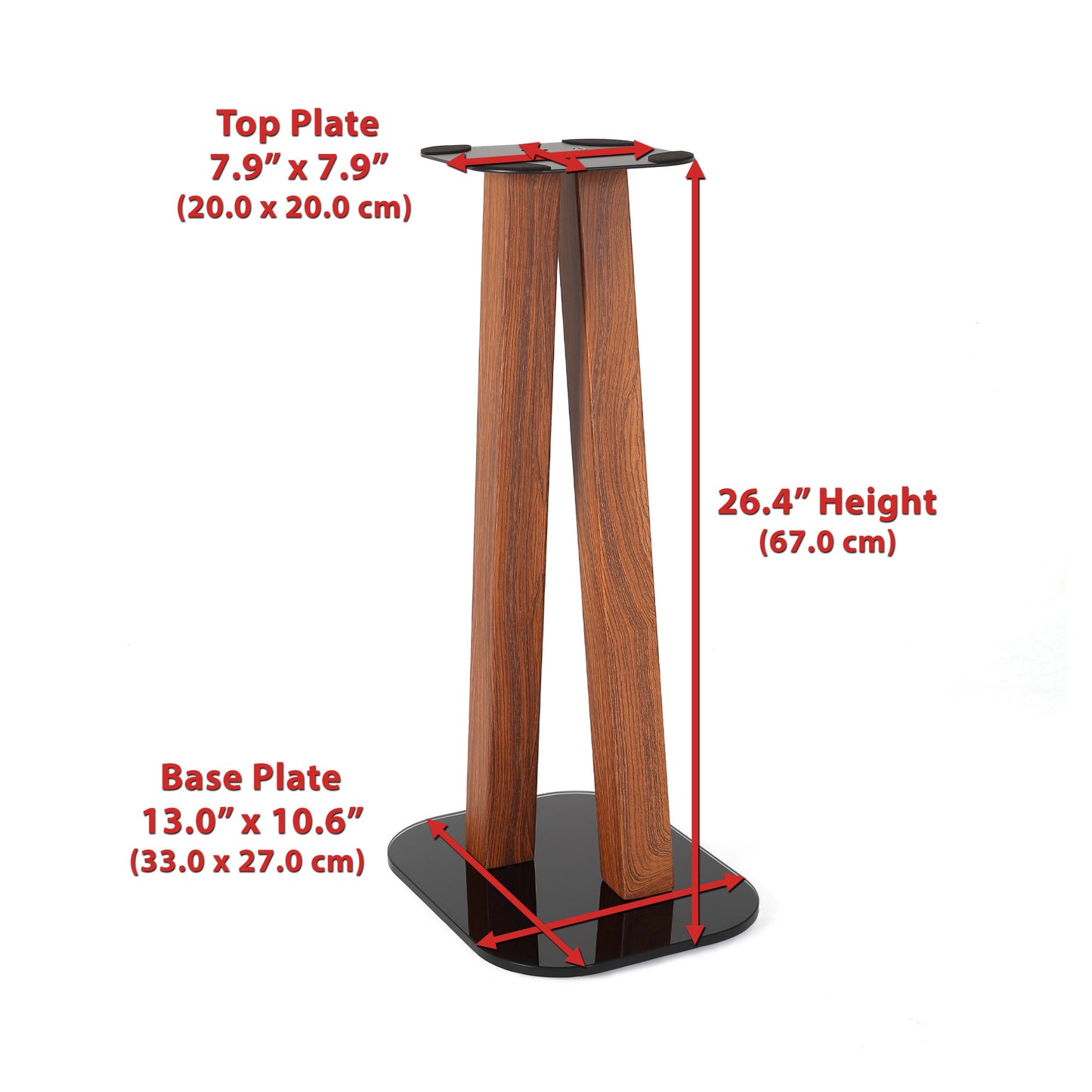 EXIMUS One Pair Fixed Height Universal Speaker Floor Stands - Cedar - 600 Series