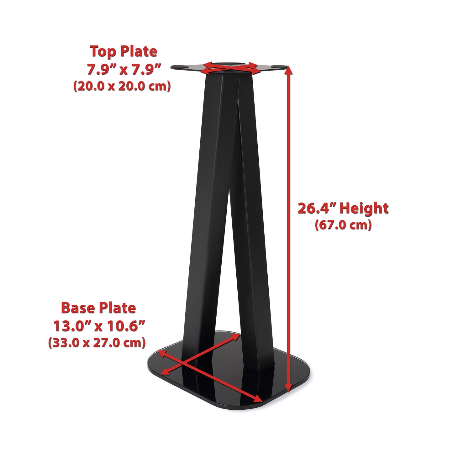 EXIMUS One Pair Fixed Height Universal Speaker Floor Stands - Black - 600 Series