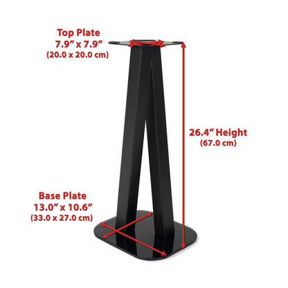 EXIMUS One Pair Fixed Height Universal Speaker Floor Stands - Black - 600 Series