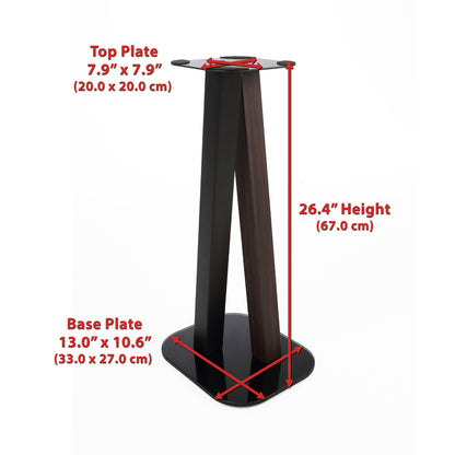 EXIMUS One Pair Fixed Height Universal Speaker Floor Stands - Espresso Black - 600 Series