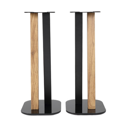 EXIMUS One Pair Fixed Height Universal Speaker Floor Stands - Oak Black - 600 Series