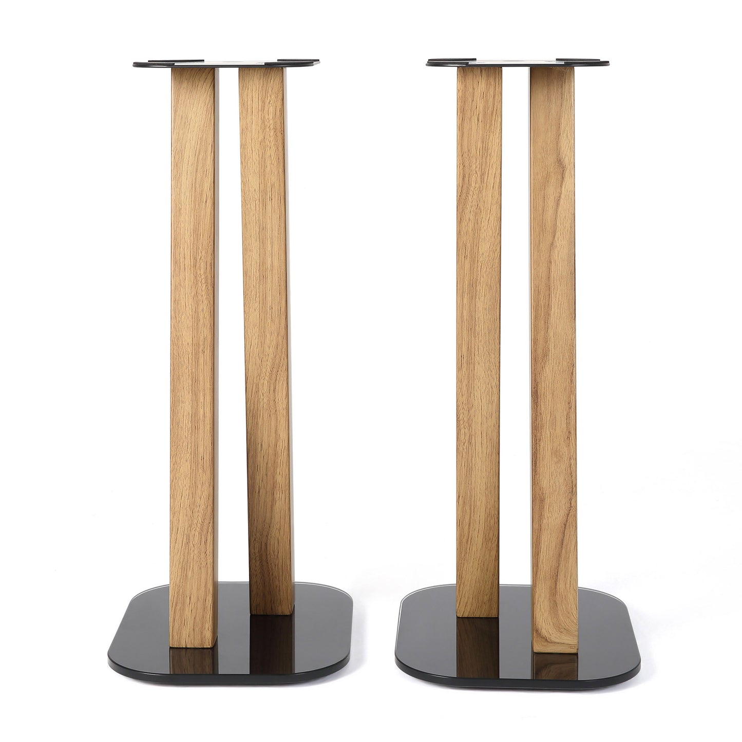 EXIMUS One Pair Fixed Height Universal Speaker Floor Stands - Oak - 600 Series