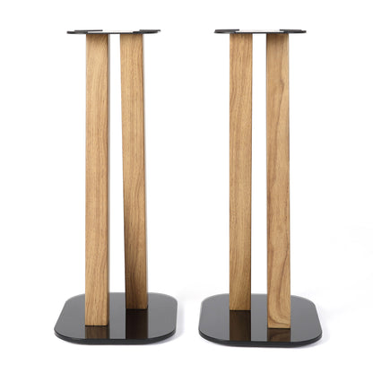 EXIMUS One Pair Fixed Height Universal Speaker Floor Stands - Oak - 600 Series