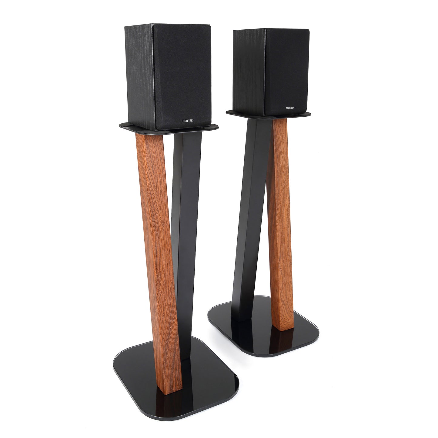 EXIMUS One Pair Fixed Height Universal Speaker Floor Stands - Cedar Black (600 Series)