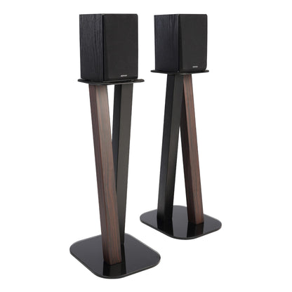 EXIMUS One Pair Fixed Height Universal Speaker Floor Stands - Espresso Black - 600 Series