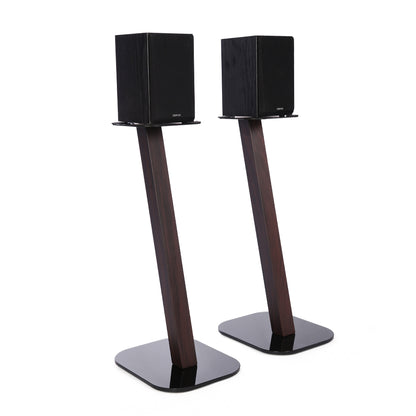 EXIMUS One Pair Fixed Height Universal Speaker Floor Stands - Espresso - 610 Series