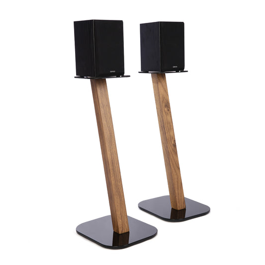 EXIMUS One Pair Fixed Height Universal Speaker Floor Stands - Oak - 610 Series