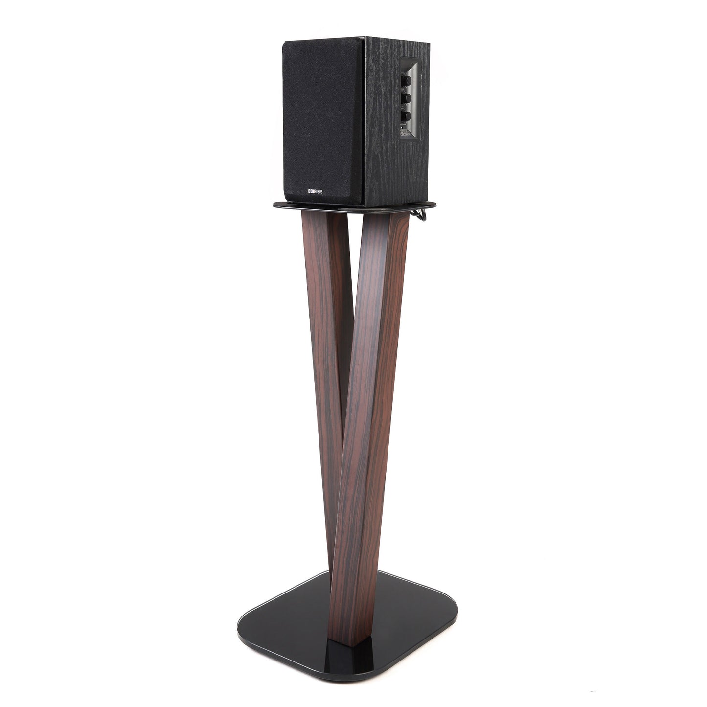 EXIMUS One Pair Fixed Height Universal Speaker Floor Stands - Espresso - 600 Series