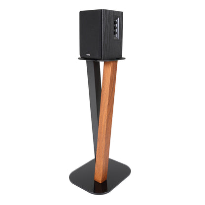 EXIMUS One Pair Fixed Height Universal Speaker Floor Stands - Cedar Black - 600 Series