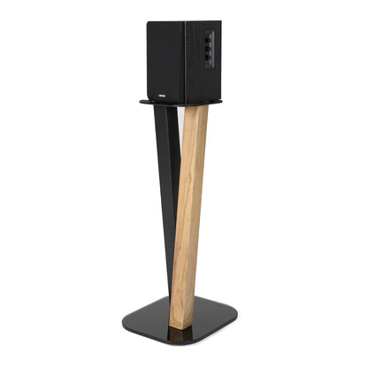 EXIMUS One Pair Fixed Height Universal Speaker Floor Stands - Oak Black - 600 Series