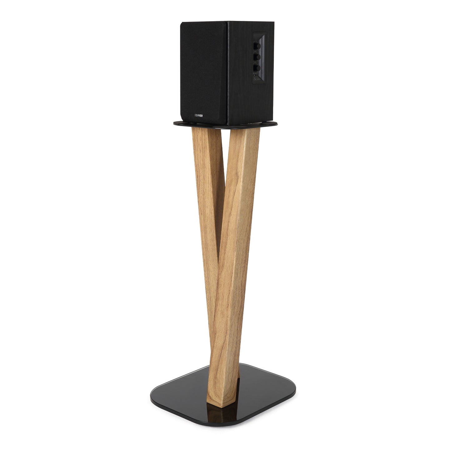 EXIMUS One Pair Fixed Height Universal Speaker Floor Stands - Oak - 600 Series