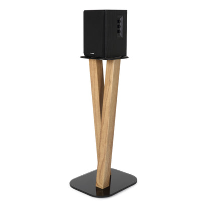EXIMUS One Pair Fixed Height Universal Speaker Floor Stands - Oak - 600 Series