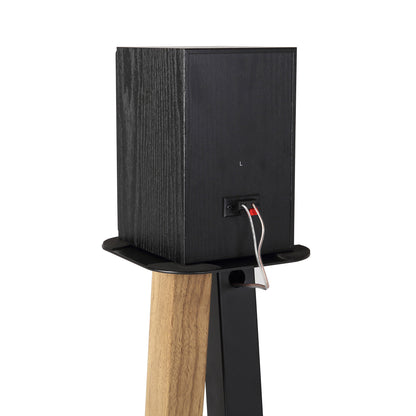 EXIMUS One Pair Fixed Height Universal Speaker Floor Stands - Walnut Black (600 Series)
