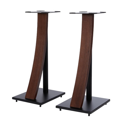 EXIMUS One Pair Fixed Height Universal Speaker Floor Stands with Real Wood - Espresso - 290 Series