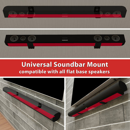 EXIMUS Heavy-Duty Universal Soundbar Wall Mount Brackets - 2 Piece Set - Black