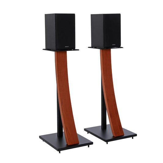 EXIMUS One Pair Fixed Height Universal Speaker Floor Stands with Real Wood - Cedar - 290 Series