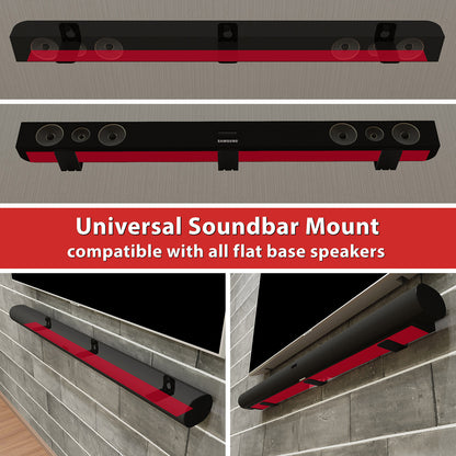 EXIMUS Heavy-Duty Universal Soundbar Wall Mount Brackets - 3 Piece Set - Black