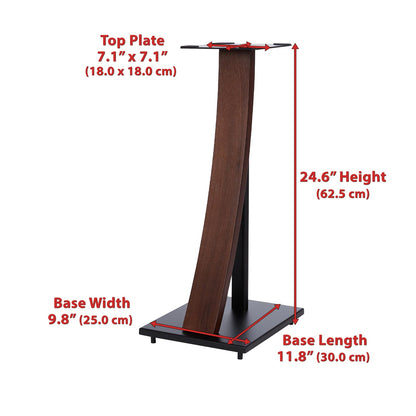 EXIMUS One Pair Fixed Height Universal Speaker Floor Stands with Real Wood - Espresso - 290 Series