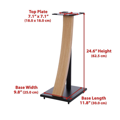 EXIMUS One Pair Fixed Height Universal Speaker Floor Stands with Real Wood - Oak - 290 Series