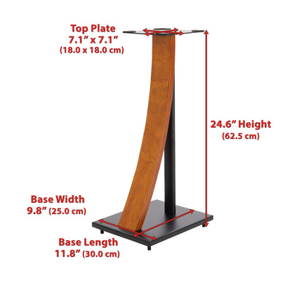 EXIMUS One Pair Fixed Height Universal Speaker Floor Stands with Real Wood - Cherry - 290 Series