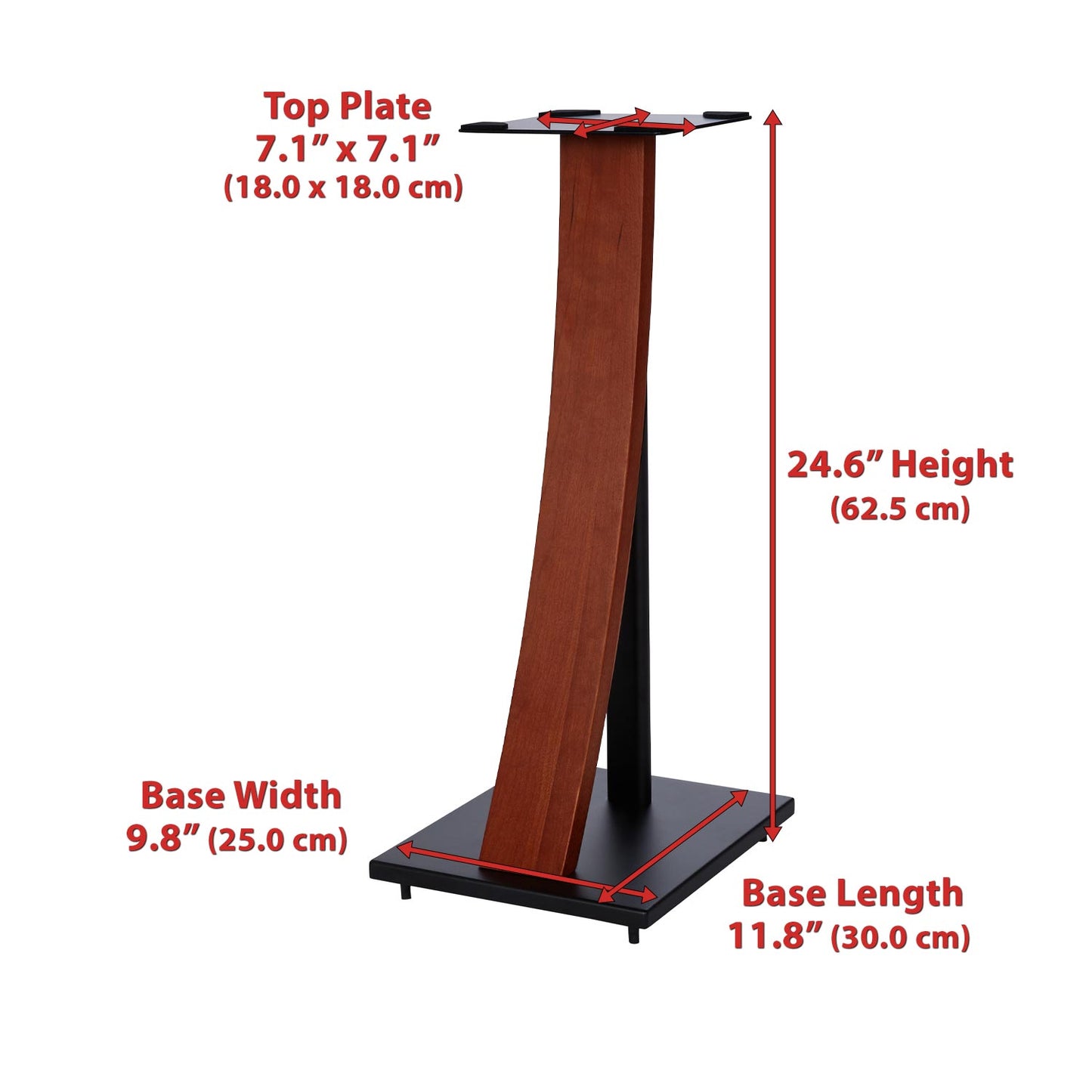 EXIMUS One Pair Fixed Height Universal Speaker Floor Stands with Real Wood - Cedar - 290 Series
