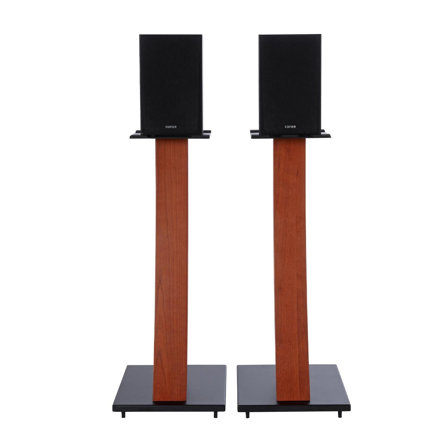 EXIMUS One Pair Fixed Height Universal Speaker Floor Stands with Real Wood - Cedar - 290 Series