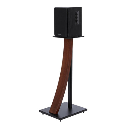 EXIMUS One Pair Fixed Height Universal Speaker Floor Stands with Real Wood - Espresso - 290 Series