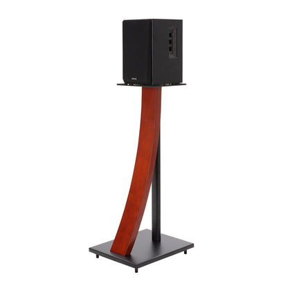 EXIMUS One Pair Fixed Height Universal Speaker Floor Stands with Real Wood - Mahogany (290 Series)