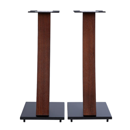 EXIMUS One Pair Fixed Height Universal Speaker Floor Stands with Real Wood - Espresso - 290 Series