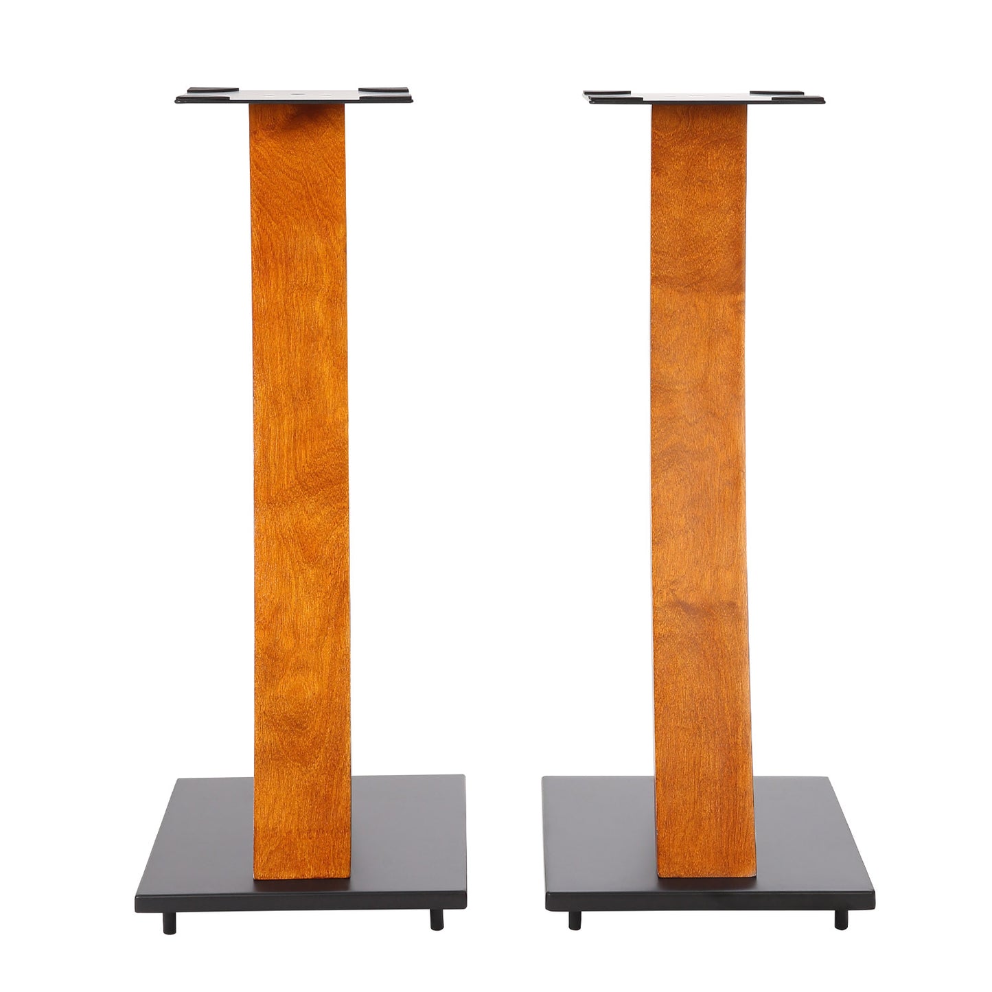 EXIMUS One Pair Fixed Height Universal Speaker Floor Stands with Real Wood - Cherry - 290 Series