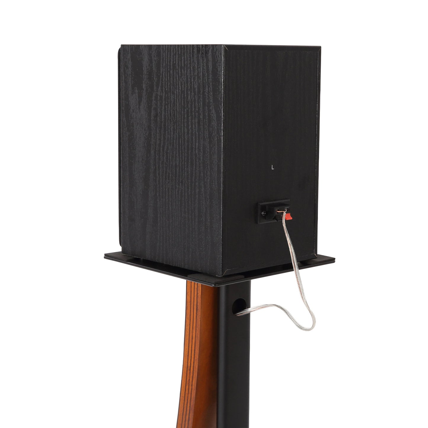 EXIMUS One Pair Fixed Height Universal Speaker Floor Stands with Real Wood - Cherry - 290 Series