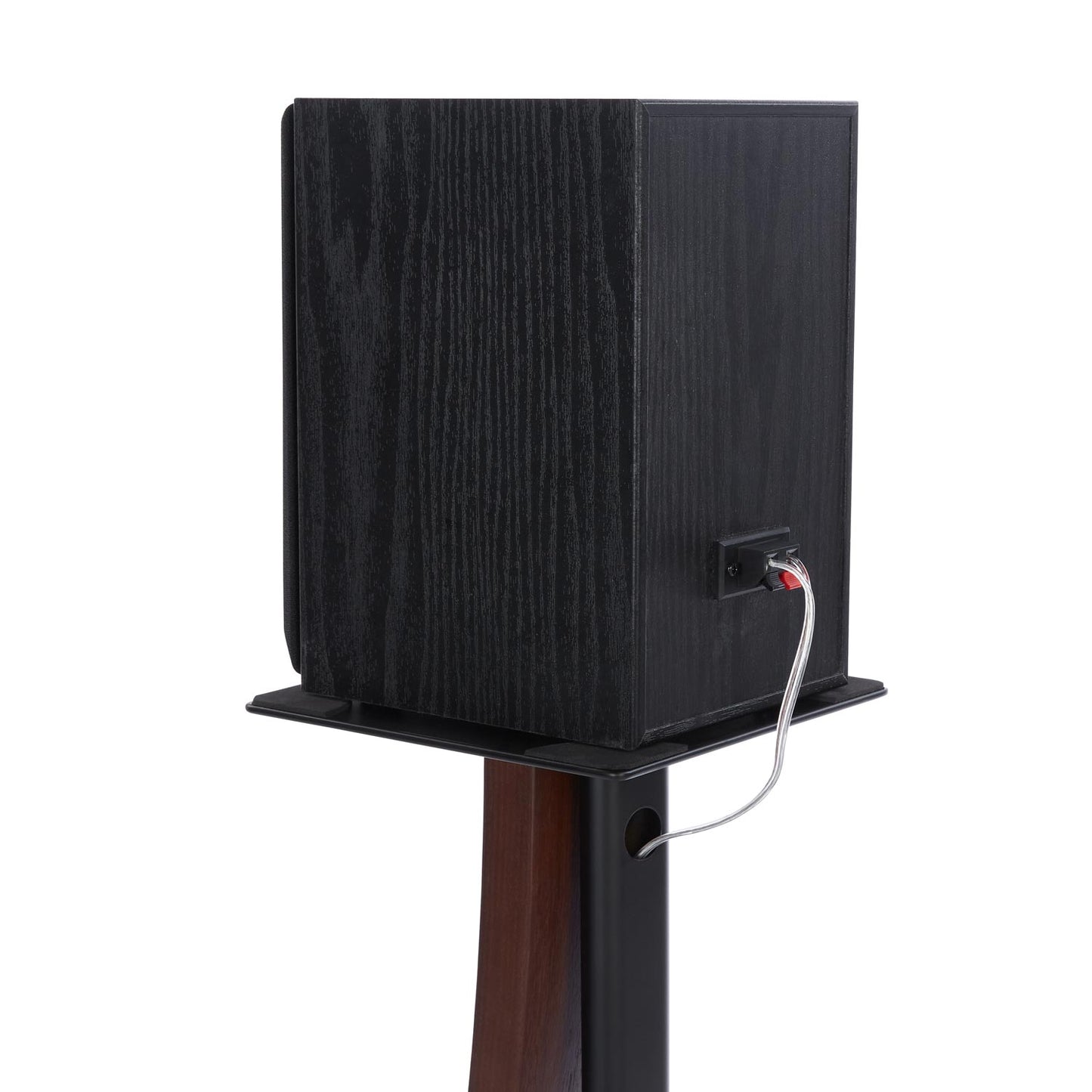 EXIMUS One Pair Fixed Height Universal Speaker Floor Stands with Real Wood - Espresso - 290 Series