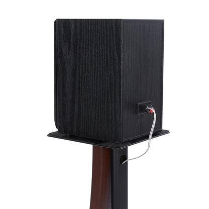 EXIMUS One Pair Fixed Height Universal Speaker Floor Stands with Real Wood - Espresso - 290 Series