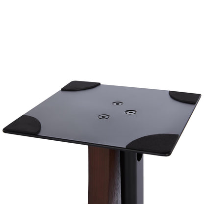 EXIMUS One Pair Fixed Height Universal Speaker Floor Stands with Real Wood - Espresso - 290 Series