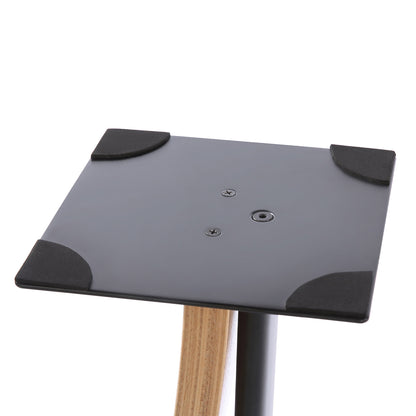 EXIMUS One Pair Fixed Height Universal Speaker Floor Stands with Real Wood - Oak - 290 Series