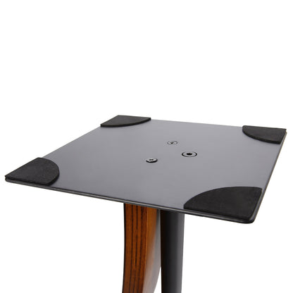 EXIMUS One Pair Fixed Height Universal Speaker Floor Stands with Real Wood - Walnut - 290 Series
